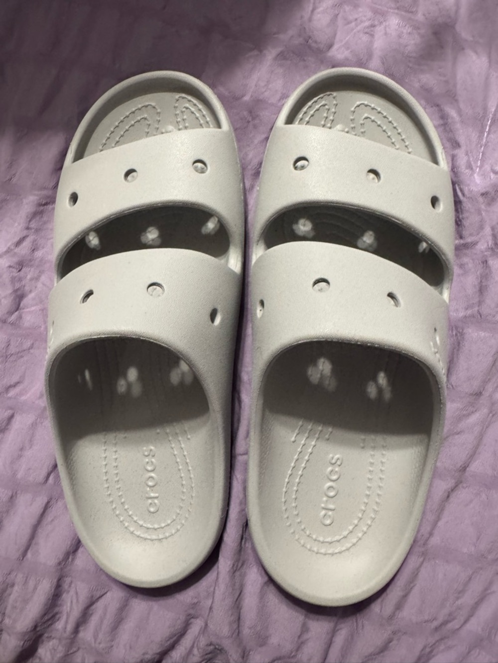 CROCS Kids' Double-Strap Slide Sandals - Light Gray